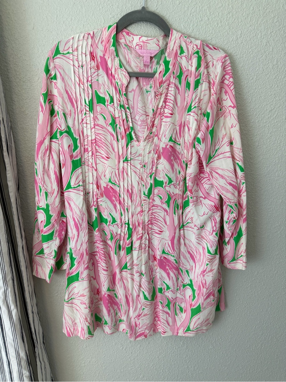 Lilly Pulitzer Sarasota Tunic Pink Flamingo Print Sz Large